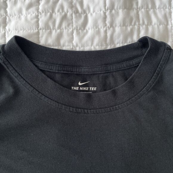 RARE Nike Womens Cropped Tee Long Sleeve Rainbow Logo Black Womens Size Medium M - Picture 4 of 8